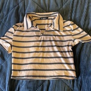 Striped collared short sleeve